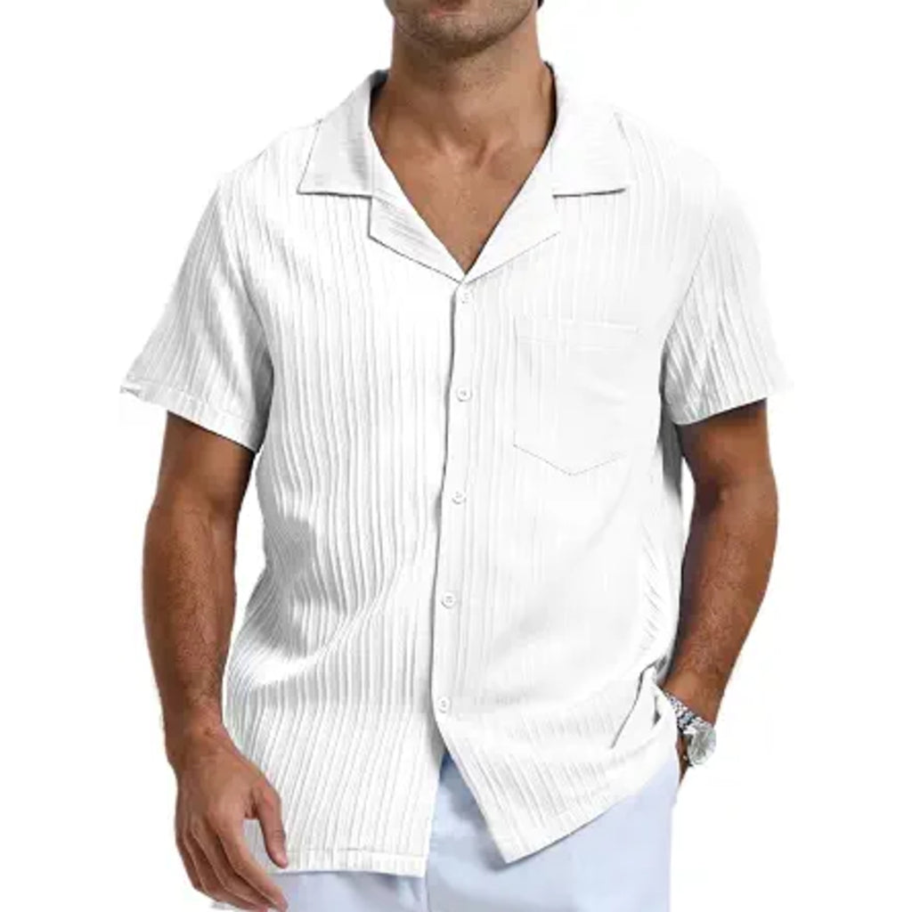 Men’s Textured Short Sleeve Button Down Shirt