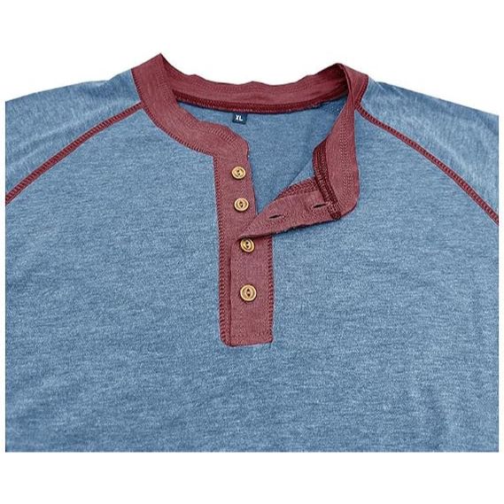 Men’s Solid Color Long Sleeve Henley Shirt